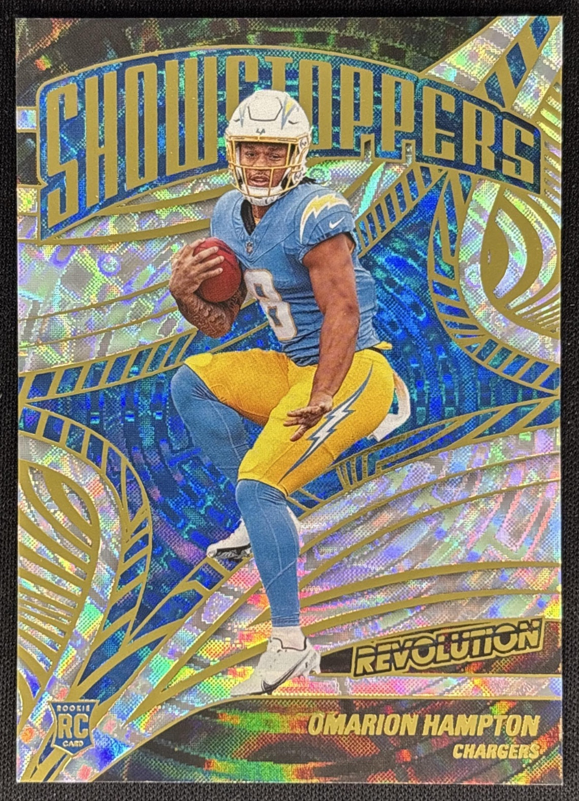 Omarion Hampton 2025 Panini Revolution Showstoppers Fractal Chargers Sports Trading Cards
