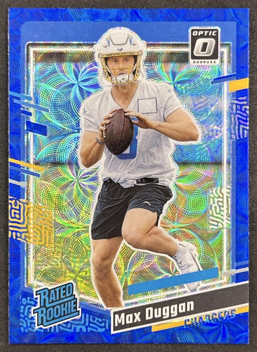 Max Duggan 2023 Panini Donruss Optic Preview Blue Scope Chargers
