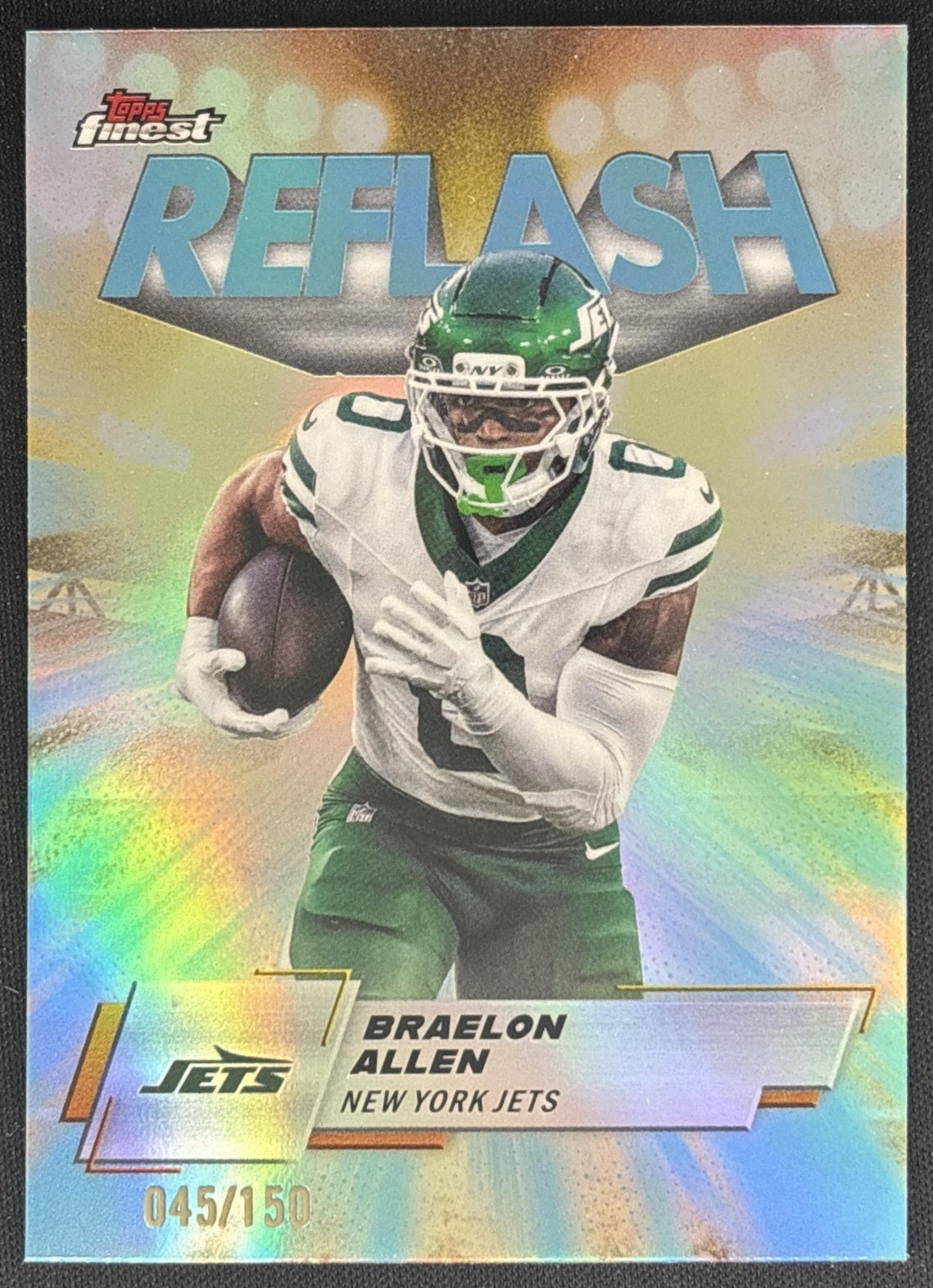 Braelon Allen 2025 Topps Finest Reflash Sky Blue Refractor /150 Jets front