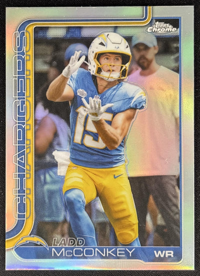 Ladd McConkey 2025 Topps Chrome Refractor Chargers Sports Trading Cards