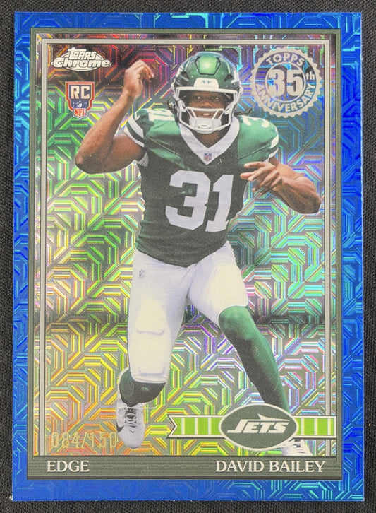 David Bailey 2026 Topps 1991 Chrome Rookie Blue Mojo Refractor /150 Jets front