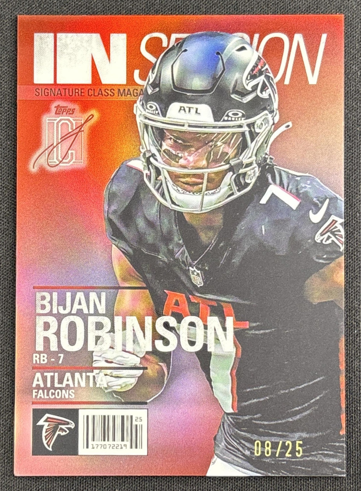 Bijan Robinson 2025 Topps Signature Class In Session Red Refractor /25 Falcons
