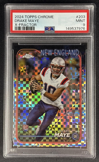 Drake Maye 2024 Topps Chrome X-Fractor PSA 9 Patriots 149537976 front