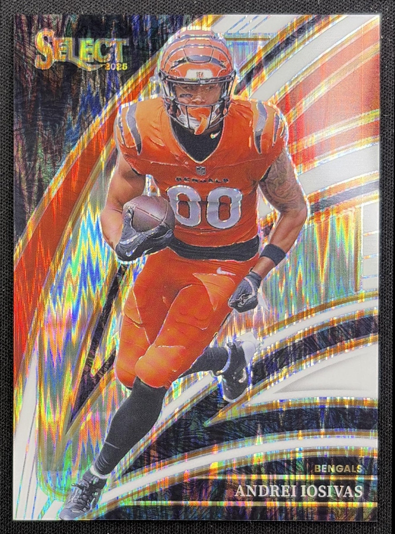 Andrei Iosivas 2025 Panini Select Club Level White Prizm Shock /799 Bengals front