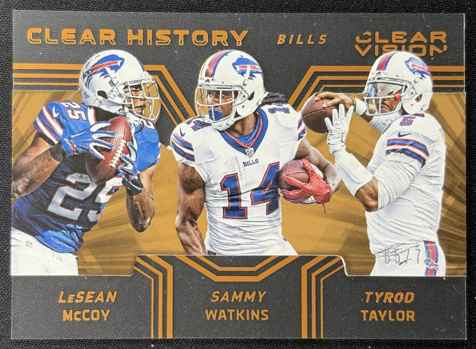 Sammy Watkins LeSean McCoy Tyrod Taylor 2016 Clear Vision History Trios Bronze /79 Bills Sports Trading Cards