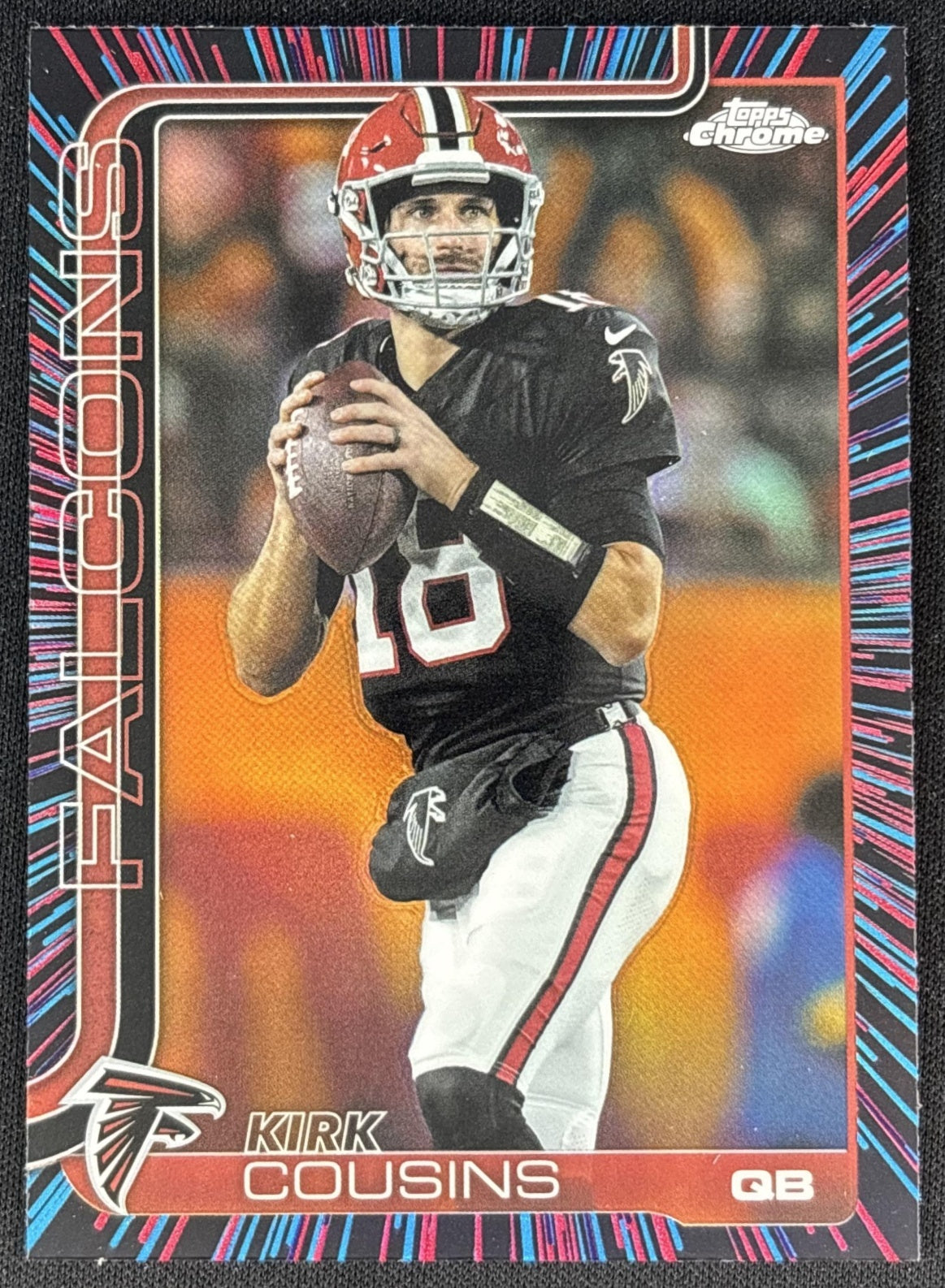 Kirk Cousins 2025 Topps Chrome Neon Pulse Refractor Falcons front