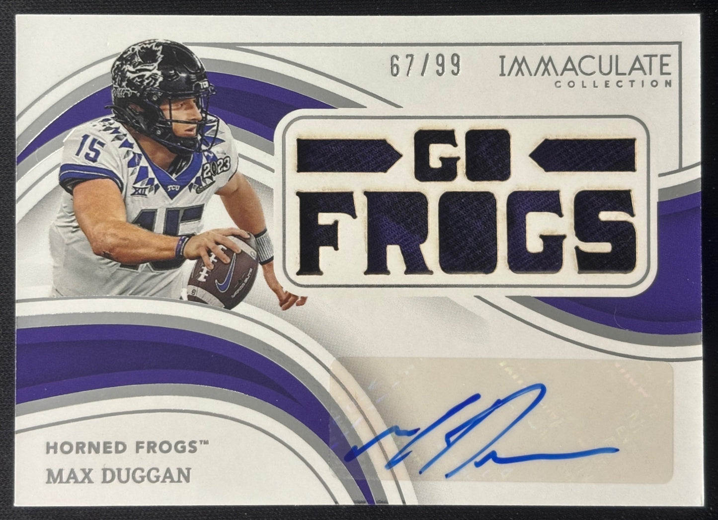 Max Duggan 2023 Immaculate Collection Collegiate Rookie Patch Auto /99 Horned Frogs Chargers Default Title Sports Trading Cards
