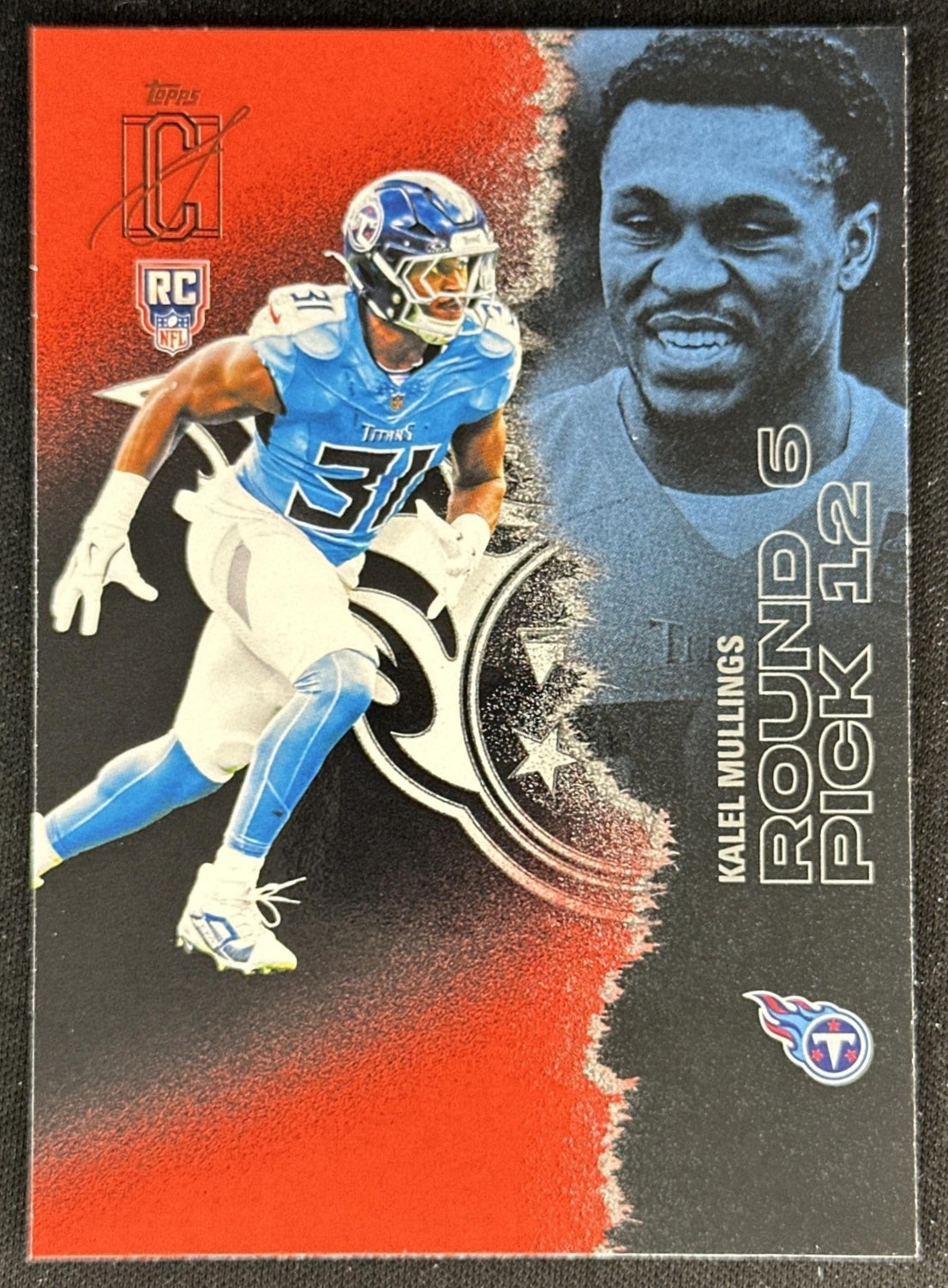 Kalel Mullings 2025 Topps Signature Class Rookie Red & Black Foil Titans front