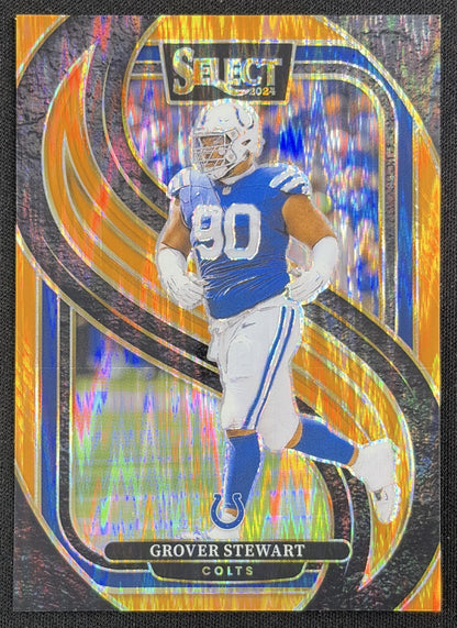 Grover Stewart 2024 Panini Select Premier Orange Prizm Shock /399 Colts
