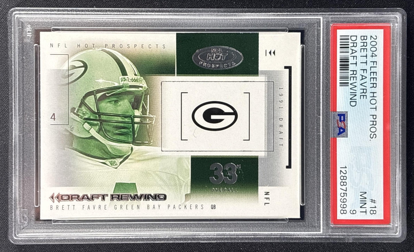 Brett Favre 2004 Fleer Hot Prospects Draft Rewind PSA 9 Packers Sports Trading Cards