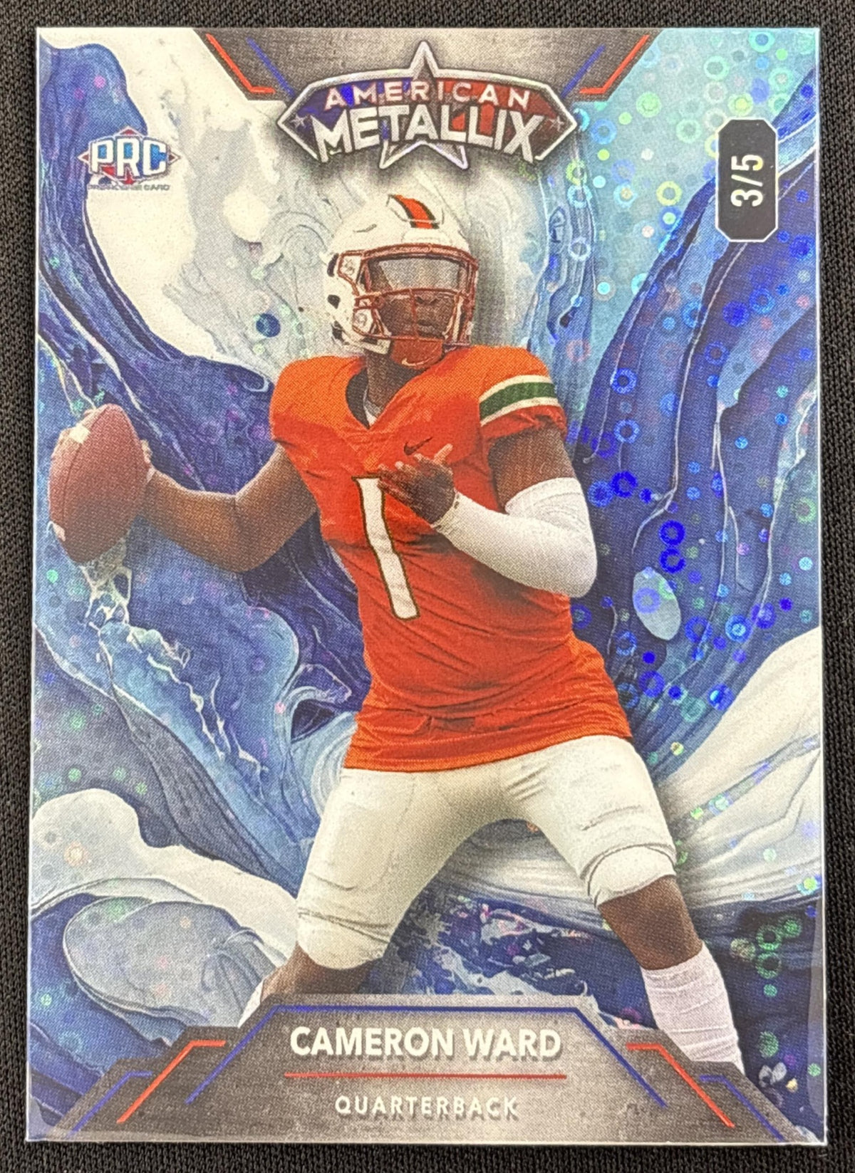 Cameron Ward 2023 Wild Card American Metallix Pro-Look National Promo Exclusive WildLiquid Rainbow Blue /5 Titans