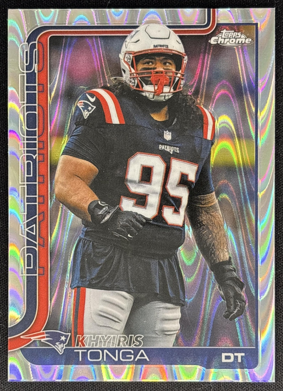 Khyiris Tonga 2025 Topps Chrome RayWave Refractor Patriots
