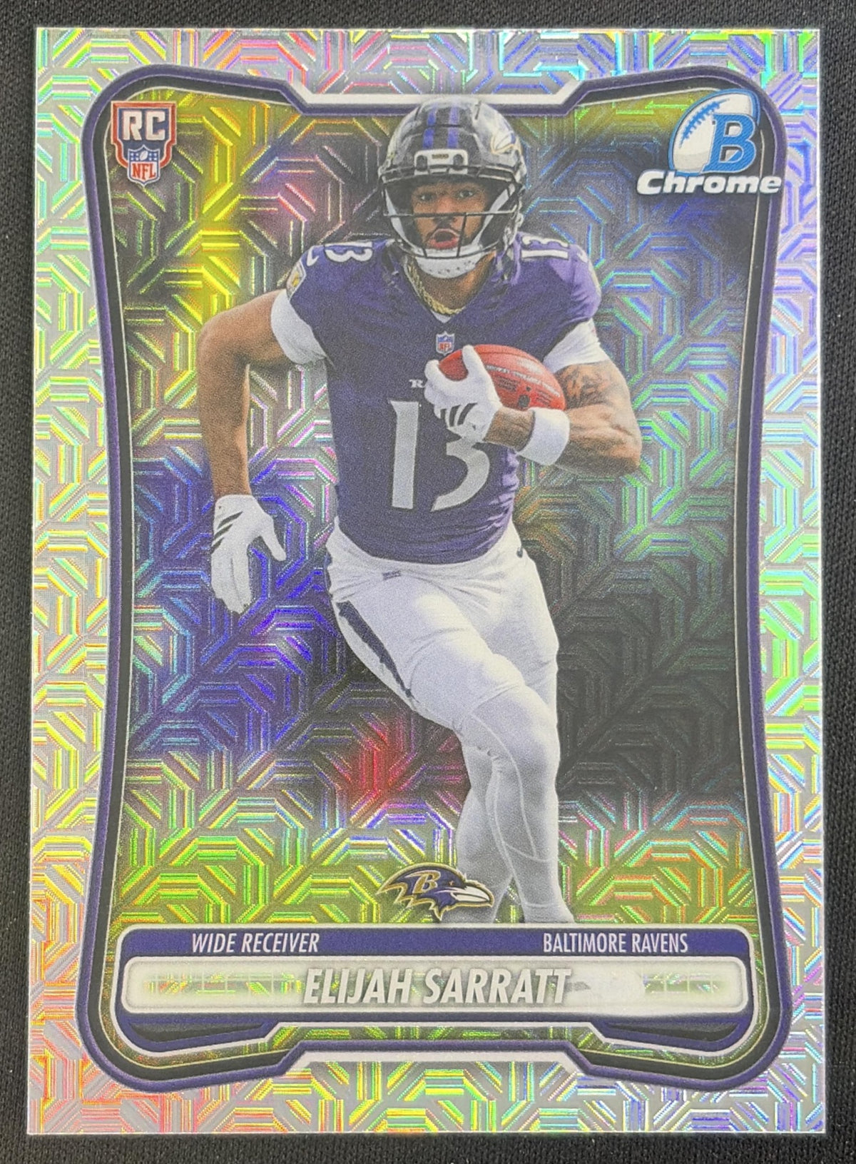 Elijah Sarratt 2026 Bowman Chrome NFL Mojo Refractor Ravens Baltimore Ravens Sports Trading Card