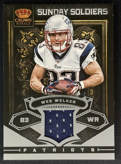 Wes Welker 2012 Panini Crown Royale Sunday Soldiers Materials /99 Patriots front