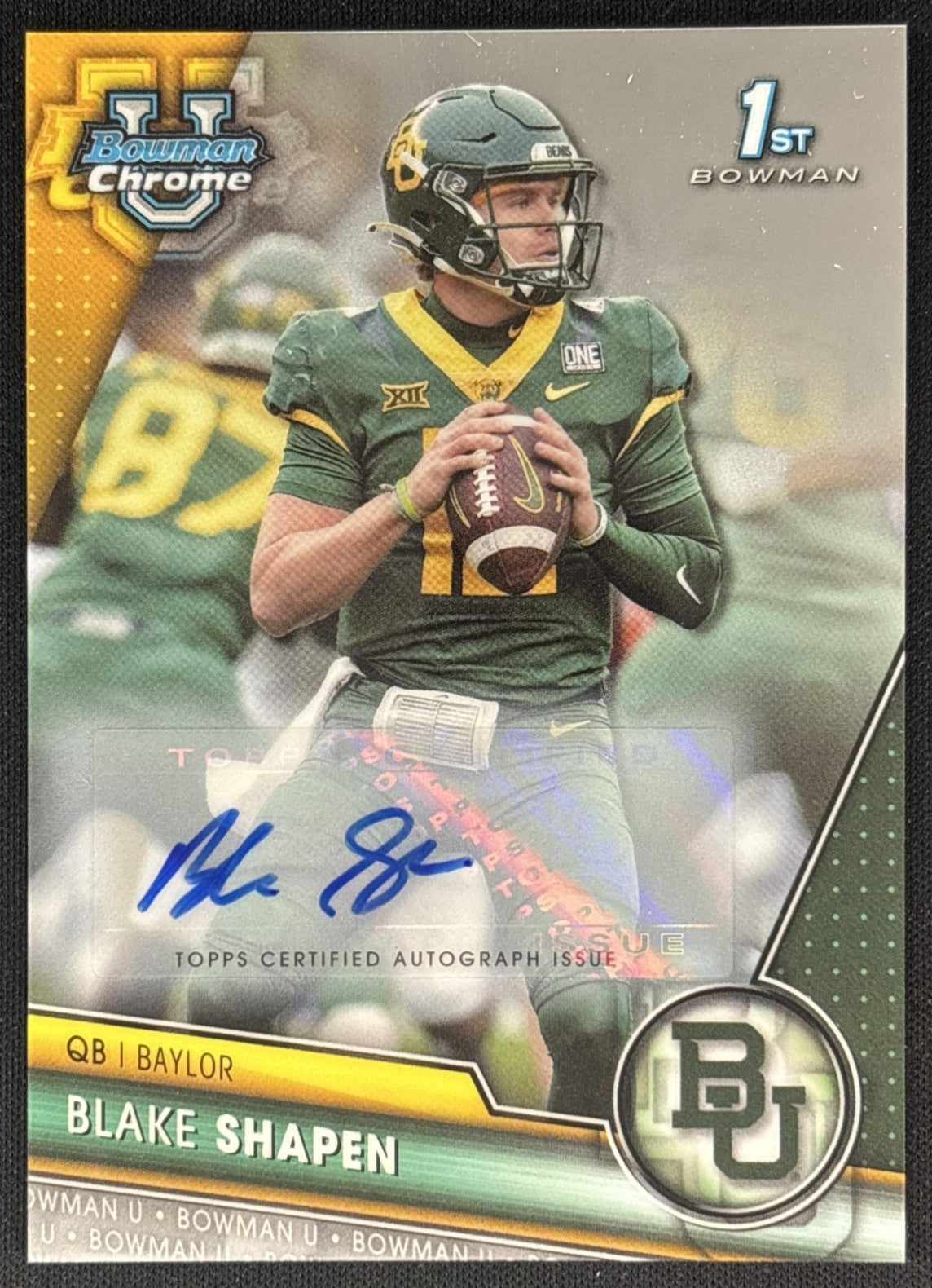Blake Shapen 2023 Bowman University Chrome Prospect Auto 1 front