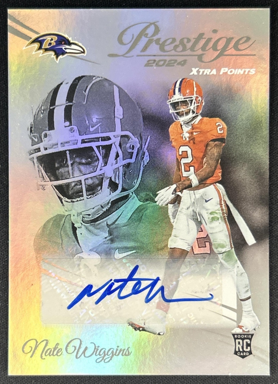 Nate Wiggins 2024 Panini Prestige Xtra Points Signatures Premium Ravens front