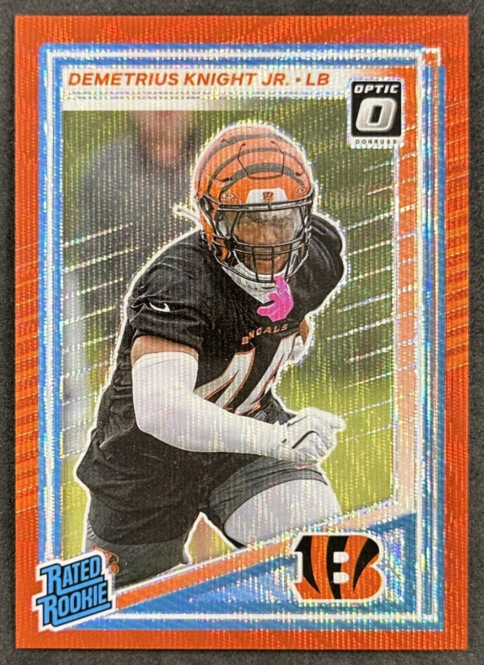 Demetrius Knight Jr. 2025 Donruss Optic Rated Rookie Preview Red Wave Bengals front sports trading card