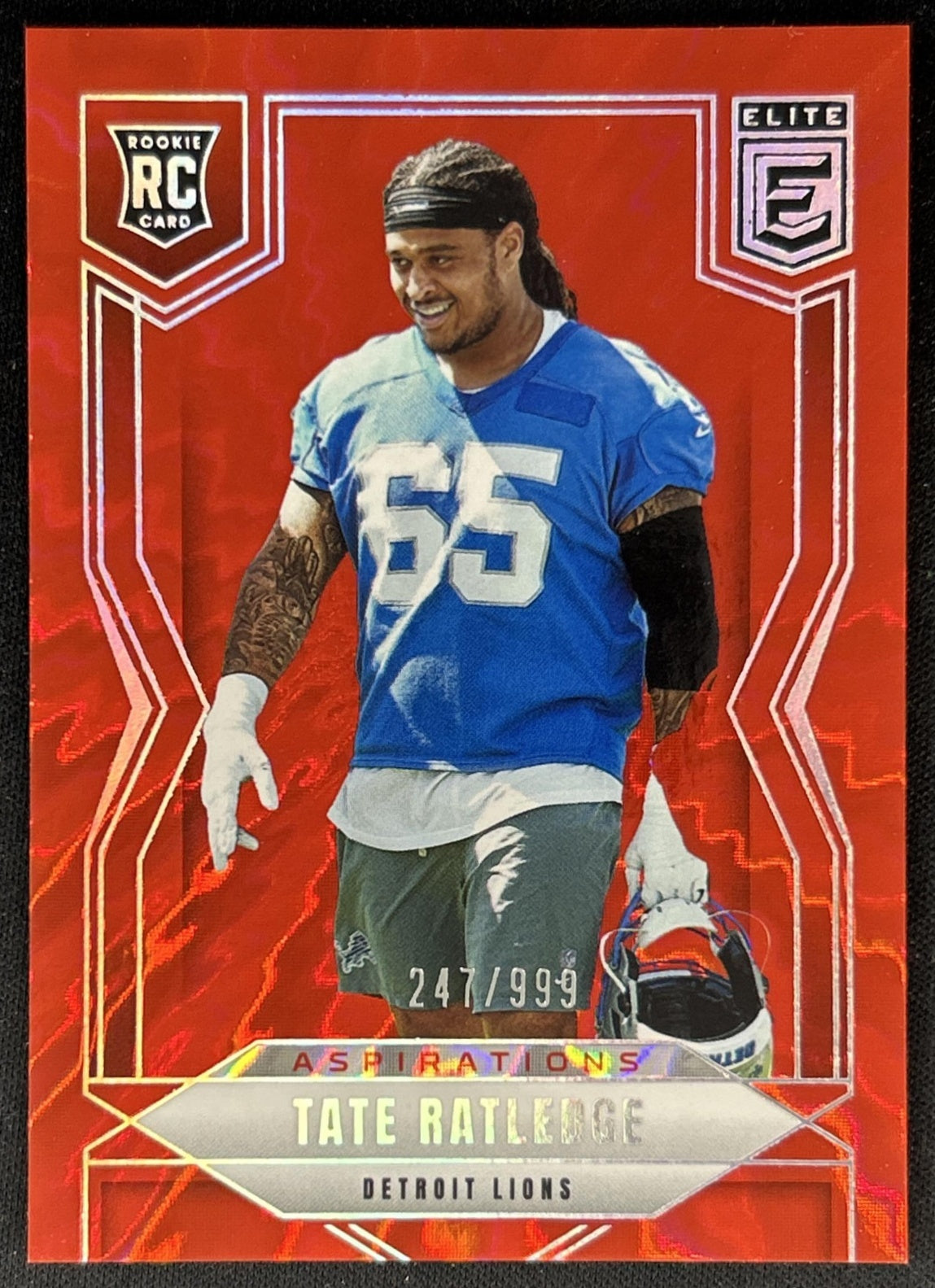 Tate Ratledge 2025 Panini Donruss Elite Rookies Aspirations Shimmer /999 Lions