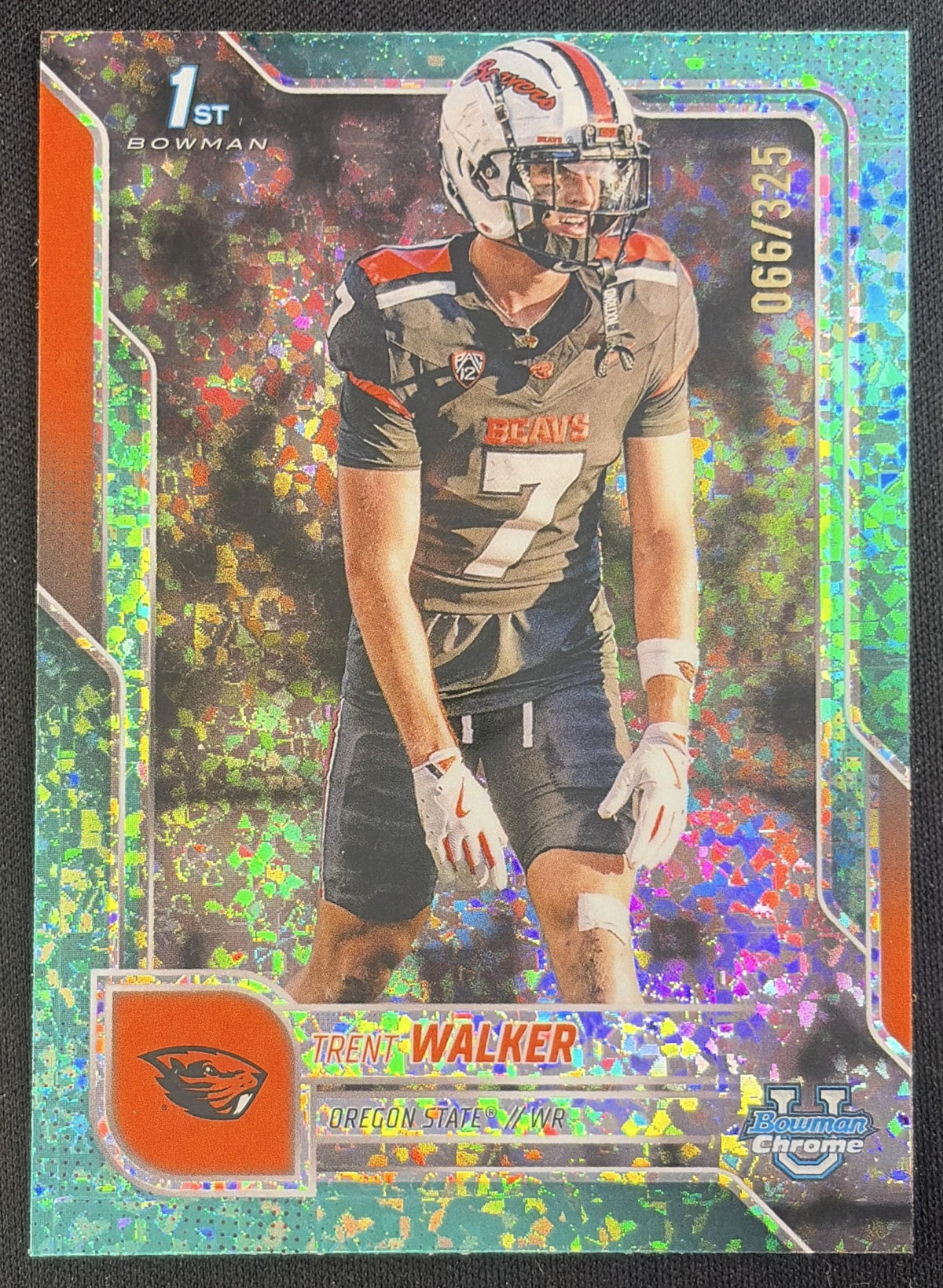 Trent Walker 2025 Bowman Chrome University Prospects Aqua Mini-Diamond Refractor /325 Beavers