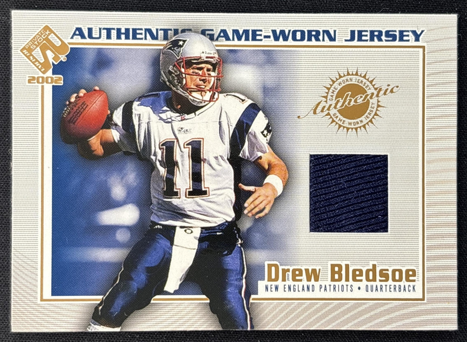 Drew Bledsoe 2002 Pacific Private Stock Reserve Game Worn Jerseys Patriots Front
