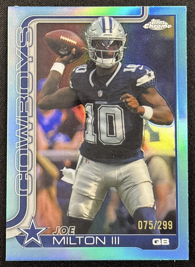 Joe Milton III 2025 Topps Chrome Teal Refractor /299 Cowboys