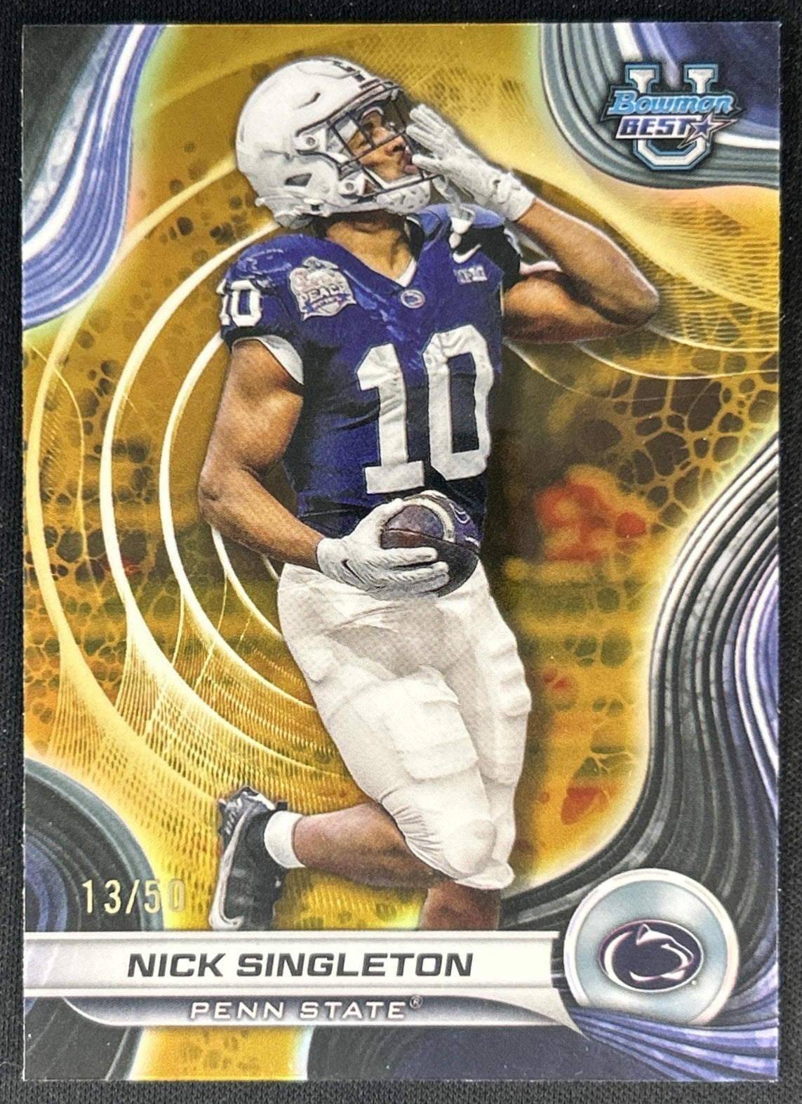 Nick Singleton 2024 Bowman Best University Gold Refractor /50 Nittany Lions front