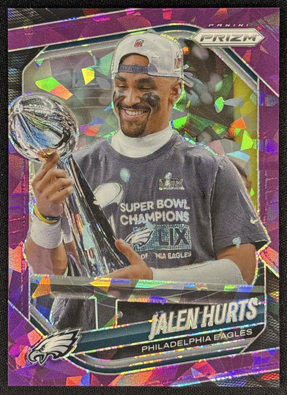 Jalen Hurts 2025 Panini Prizm Purple Ice /225 Eagles front