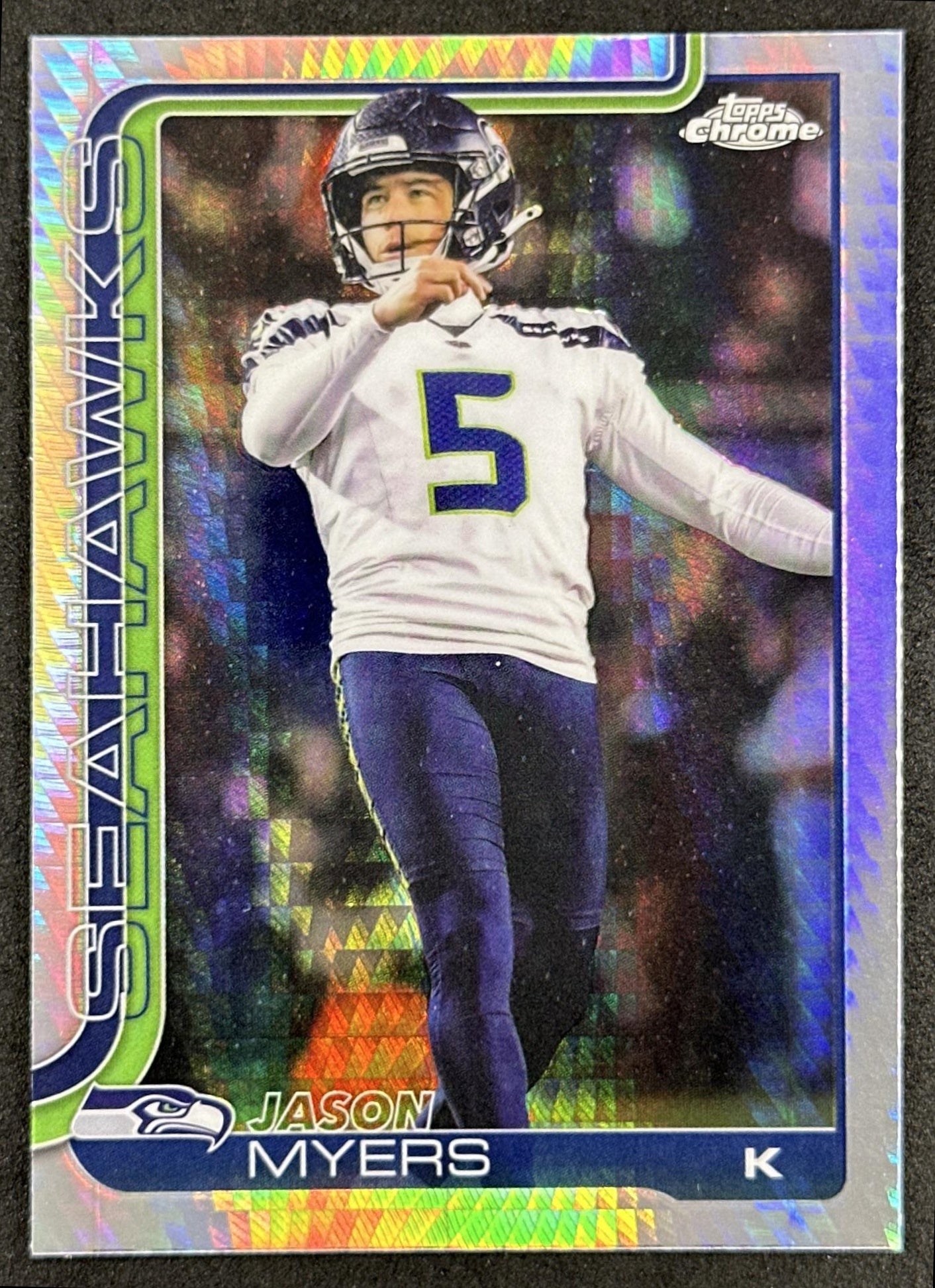 Jason Myers 2025 Topps Chrome Prism Refractor Seahawks