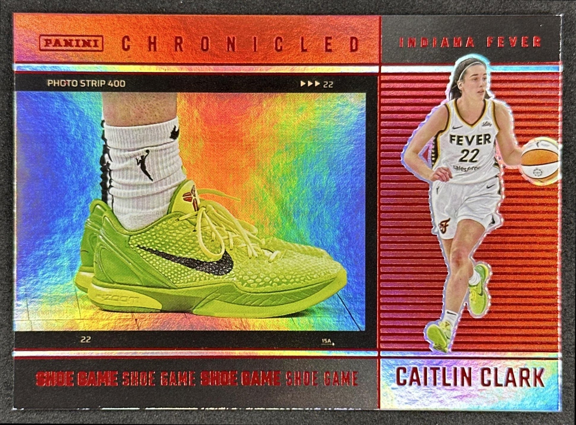 Caitlin Clark 2025 Panini Chronicled Shoe Game Red Holo Fever 71 Indiana Fever