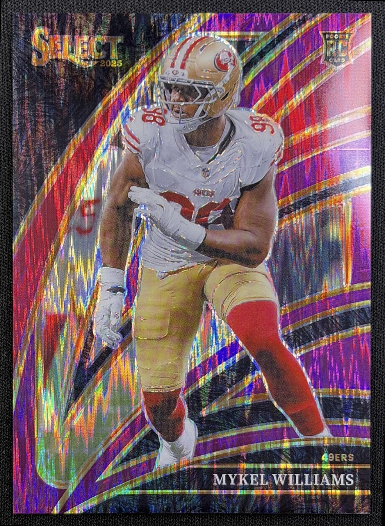 Mykel Williams 2025 Panini Select Club Level Purple Prizm Shock /699 49ers front