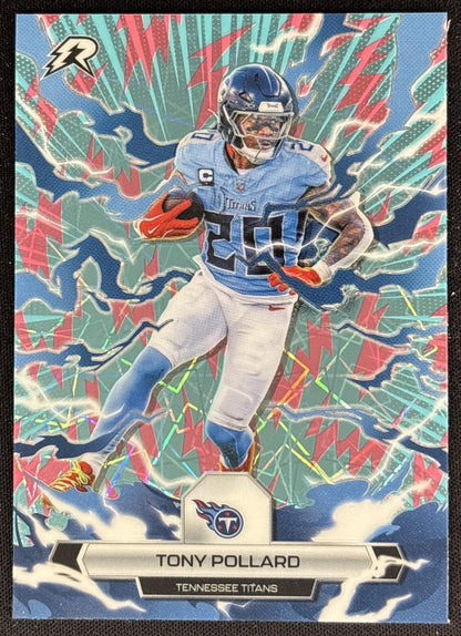 Tony Pollard 2025 Topps Resurgence Sky Blue and Pink Shock Refractor Titans