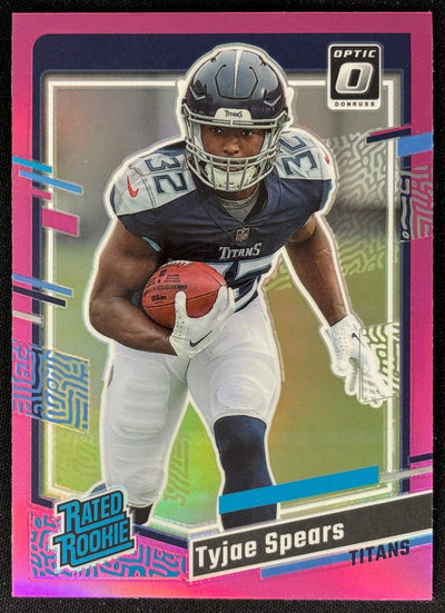 Tyjae Spears 2023 Donruss Optic Rated Rookie Preview Pink Prizm Titans Sports Trading Card