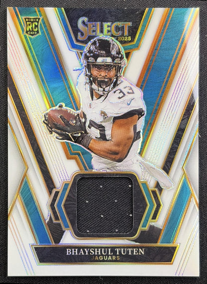 Bhayshul Tuten 2025 Panini Select Rookie Swatches White Prizm /99 Jaguars
