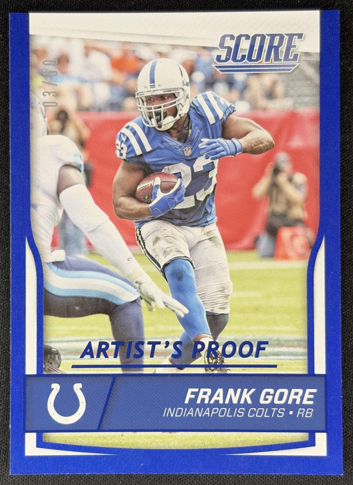 Frank Gore 2016 Panini Score Jumbo Artist's Proof /50 Colts front