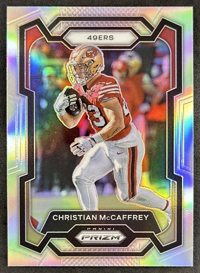 Christian McCaffrey 2023 Panini Prizm Silver 49ers Sports Trading Card