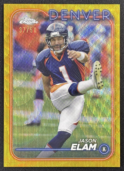 Jason Elam 2024 Topps Chrome Gold Wave Refractor /50 Broncos