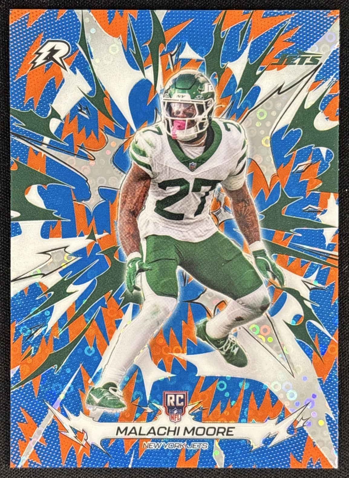 Malachi Moore 2025 Topps Resurgence Blue and Orange Spark Refractor Jets