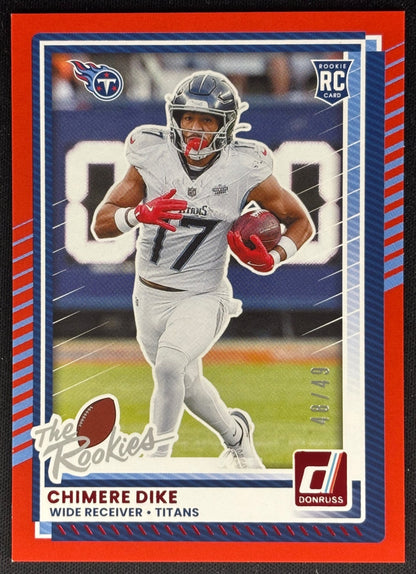 Chimere Dike 2025 Donruss Rookies & Highlights Red /49 Titans