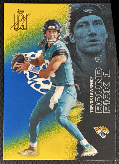 Trevor Lawrence 2025 Topps Signature Class Veteran Blue & Yellow Foil Jaguars front