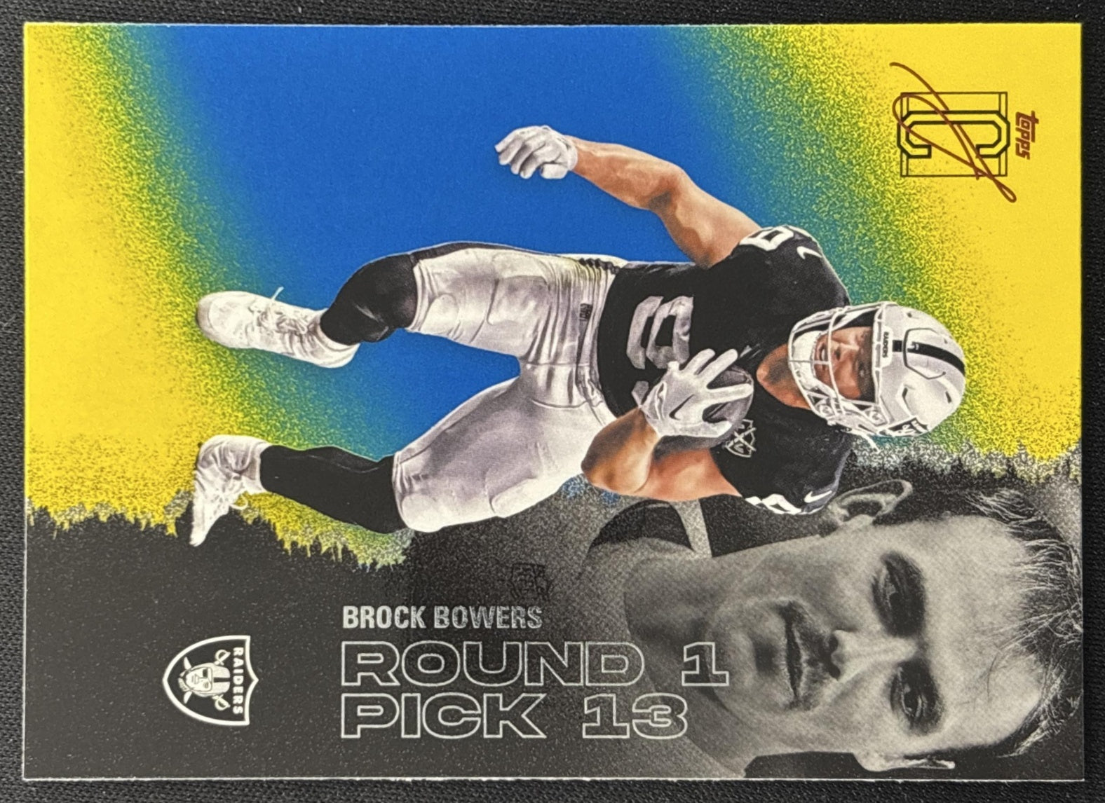 Brock Bowers 2025 Topps Signature Class Veteran Blue & Yellow Foil Raiders