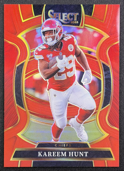 Kareem Hunt 2025 Panini Select Concourse Red Prizm /99 Chiefs front