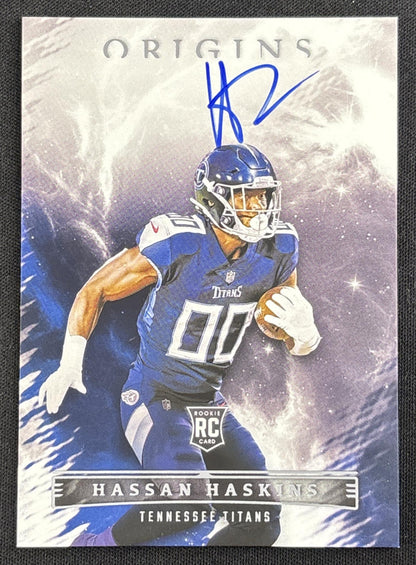 Hassan Haskins 2022 Panini Origins Rookie Auto Titans