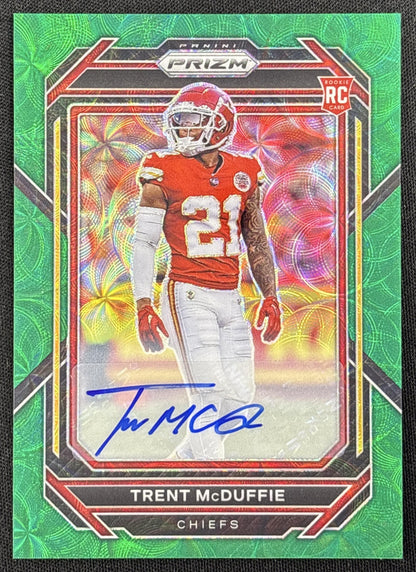 Trent McDuffie 2022 Panini Prizm Rookie Auto Green Scope /75 Chiefs
