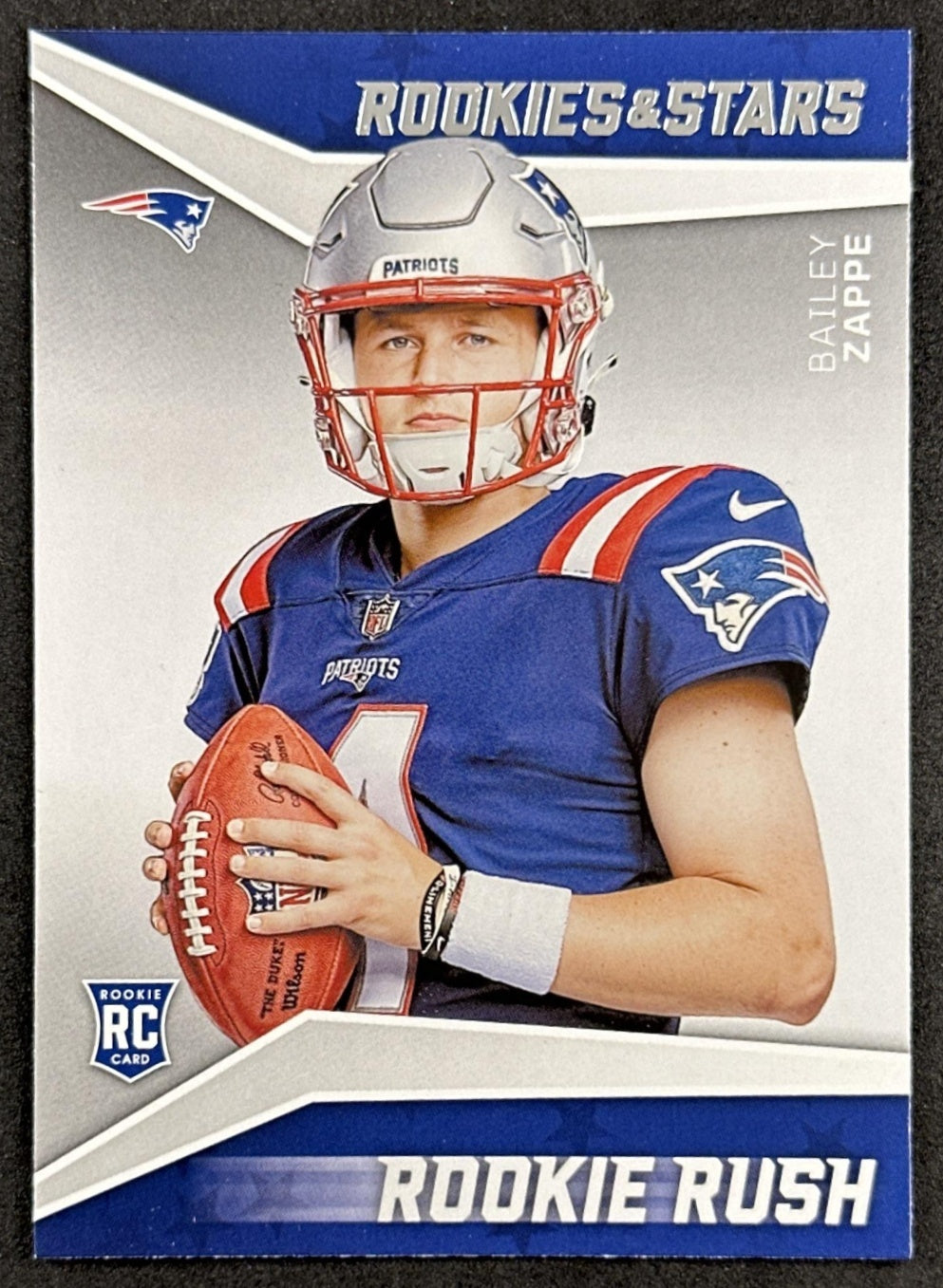 Bailey Zappe Rookie Rush 2022 Rookies & Stars Patriots Jets front sports trading card
