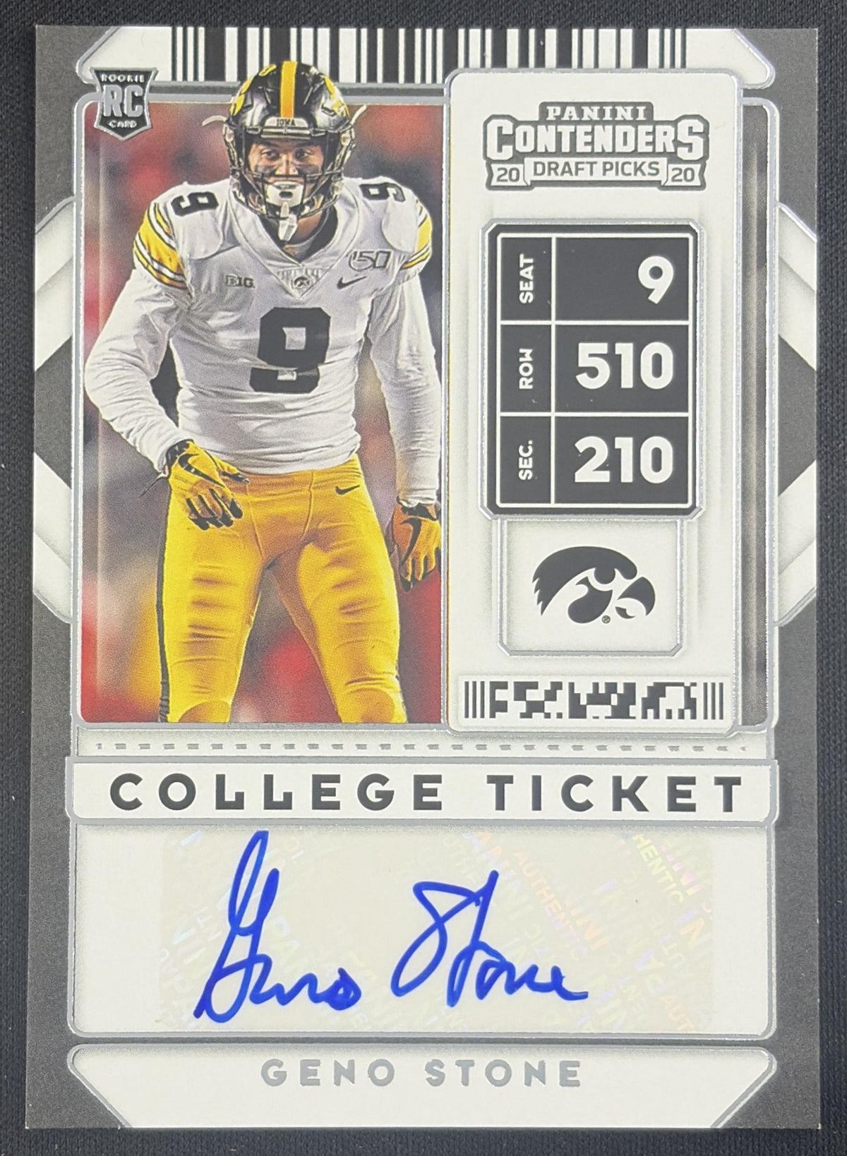 Geno Stone 2020 Panini Contenders Draft Picks Hawkeyes