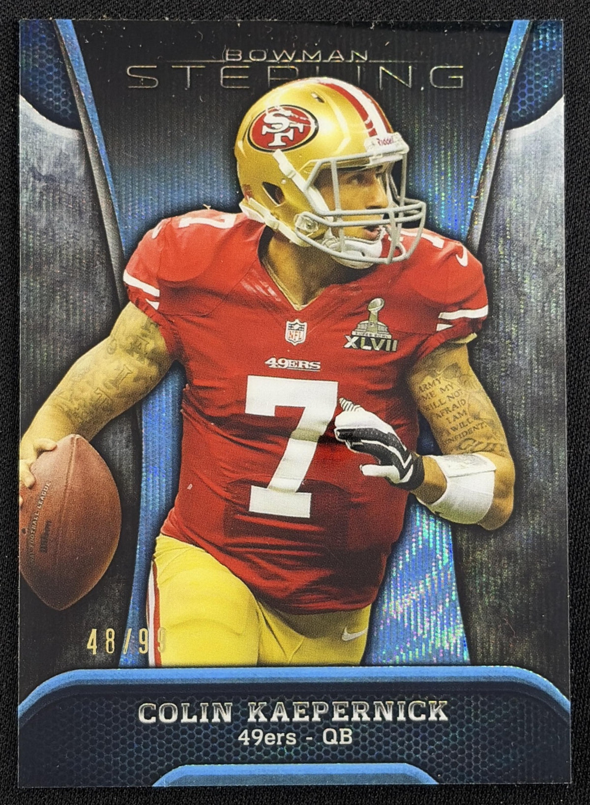 Colin Kaepernick 2013 Bowman Sterling Blue Refractors /99 49ers - Front