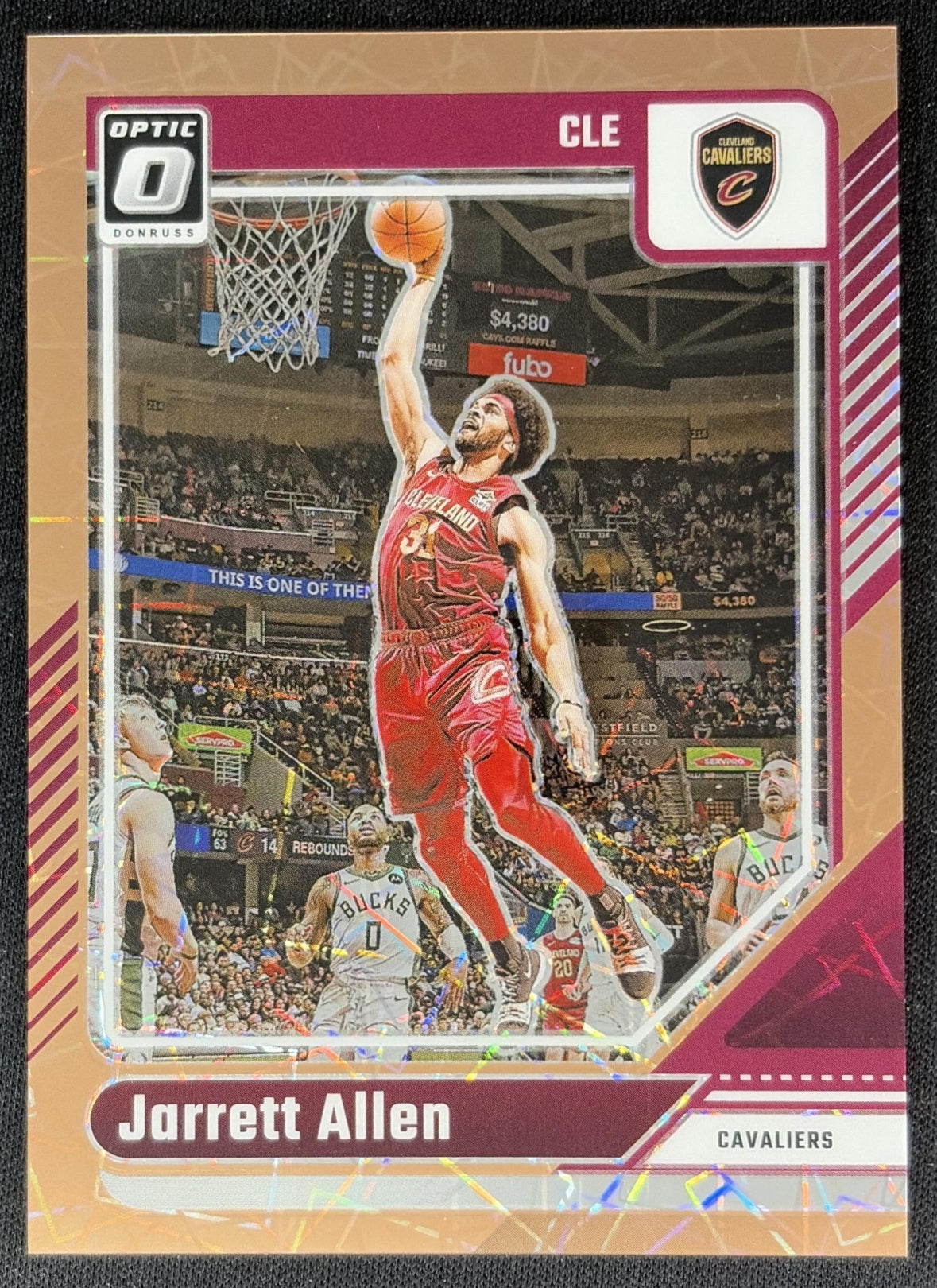 Jarrett Allen 2024 Panini Donruss Optic Bronze Velocity Prizm /125 Cavaliers front