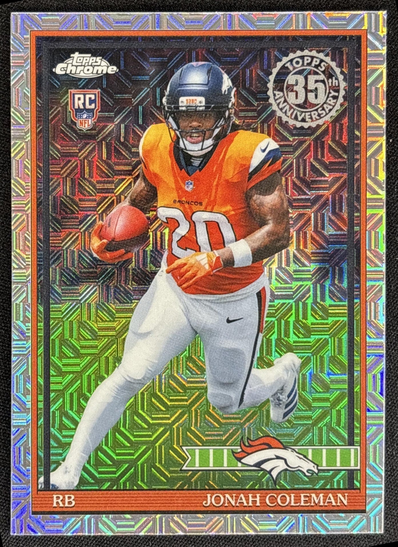 Jonah Coleman 2026 Topps 1991 Chrome Rookie Mojo Refractor Broncos