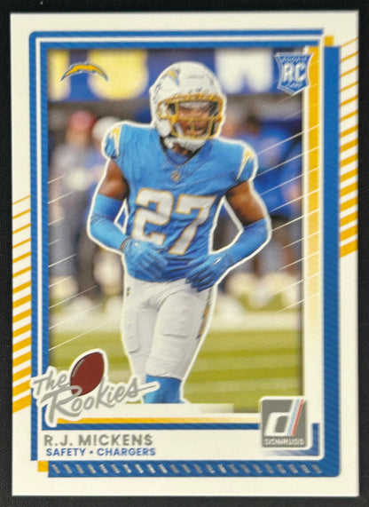 RJ Mickens 2025 Donruss The Rookies Chargers Sports Trading Card