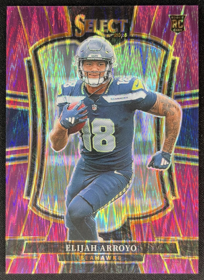 Elijah Arroyo 2025 Panini Select Premier Level Purple Prizm Shock /699 Seahawks Sports Trading Cards